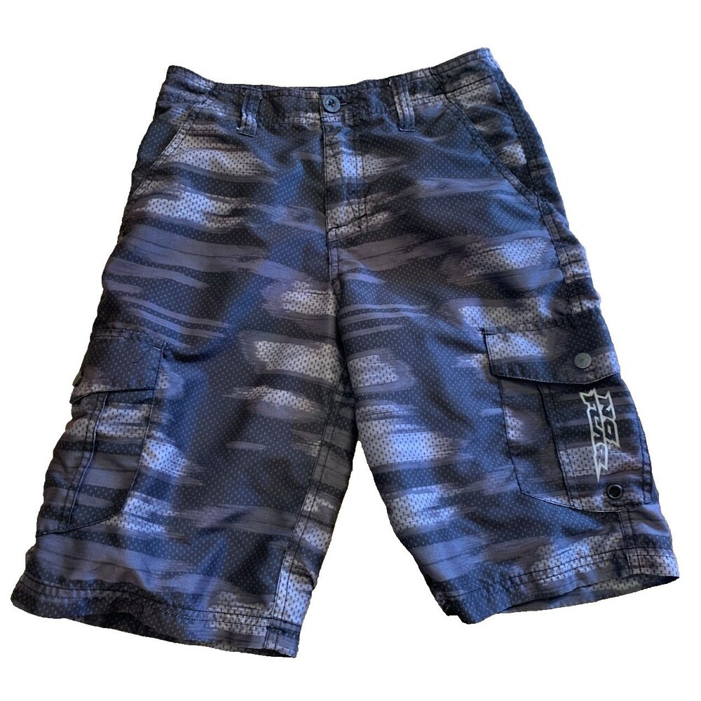 Y2K Boardshorts Swim Youth sz 14 Black Gray No Fear Streetwear Surfwear